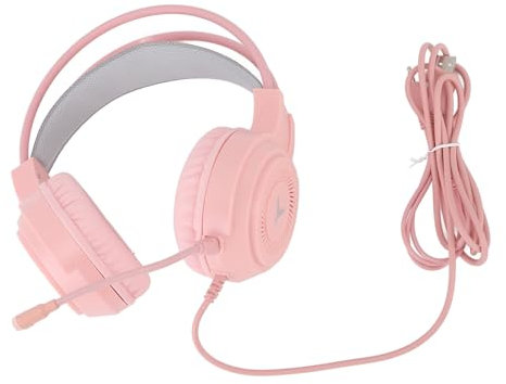 HELEVIA Gaming-Headset, RGB-Beleuchtung, 7.1-Kanal-Surround-Sound, USB und Kabelgebundener 3,5-mm-Dual-Jack-Gaming-Kopfhörer PC-Konsole, Laptop (Rosa)