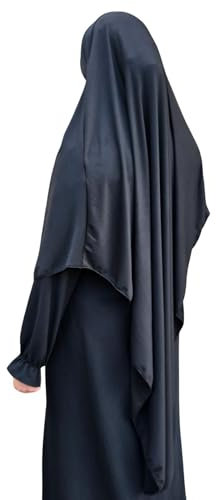 Yaqeen Jersey Khimar Langer Hijab für Muslima, Diamantschliff, Kopftuch, Lycra, Gebetskleid, muslimische Schals, Schwarz , One size