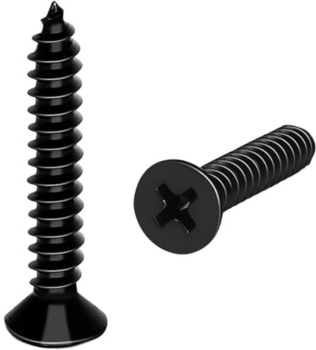 ORTAVA 100 Stück 4,8 x 32mm Schrauben, Holzschrauben, Edelstahlschrauben, Kreuzschlitzschrauben, Edelstahl A2V2, Vollgewinde, Schwarze Oxid