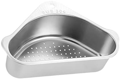 Stainless Steel Triangular Sink Drain Basket - Corner Kitchen Strainer Rack with Strong Suction Cup for Efficient Food Washing and Storage