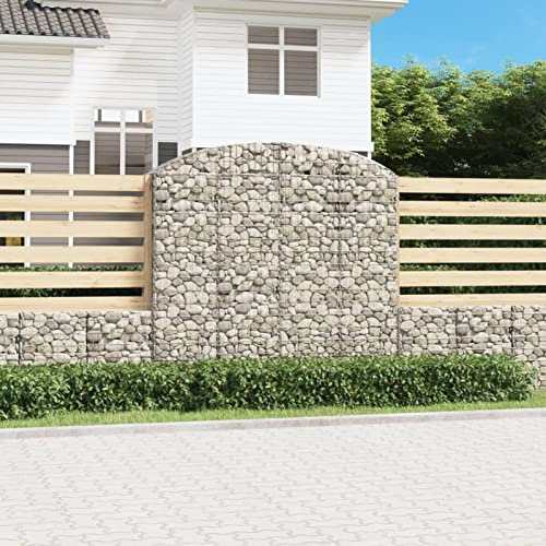 JUDYY Gabione mit Hochbogen, Gabionenkörbe, Gabionen Hochbeet, Steinkorb, Gabionengitter, Drahtkorb Für Pflanzen, Kräuterspirale Für Garten, 200x50x180/200 cm Verzinktes Eisen