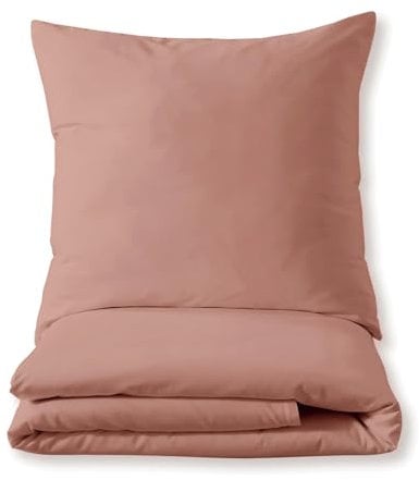 Luxuriöses Bettset aus Mako-Satin 100% Baumwolle 135x200 155x220 200x200 200x220, Größe:155 x 220 cm, Farbe :Rosa
