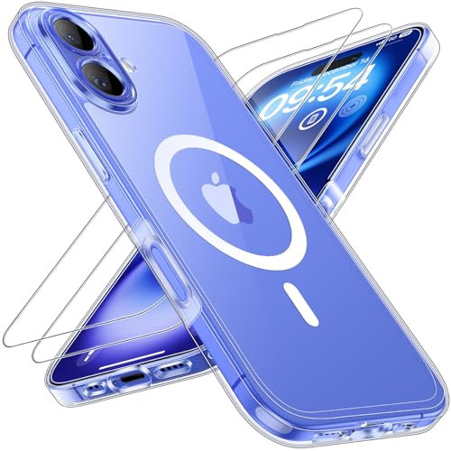 TOCOL für iPhone 16 Plus Hülle für Magsafe, Vollständiger Kameraschutz Nie Vergilbung Stoßfest Kratzfest Magnetisch Handyhülle für iPhone 16 Plus Case, Transparent