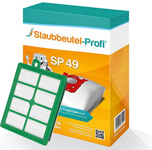 Staubsaugerbeutel SP49 Hepafilter 006 kompatibel für Philips XD8122/10 Performer LED 8000 Series Philips XD8152/12 (10 Staubbeutel + 1 Hepafilter)