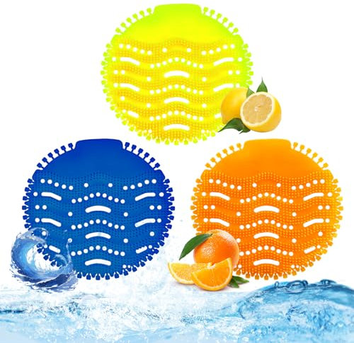 CNQLIS 24 Pack Urinal Screen Deo Pads, Spritzwassergeschützte Urinal Pads Deo Lufterfrischer Pads in drei Düften (Meeresbrise / Zitrone / Orange) für Toiletten, Badezimmer, Restaurants, Büros,
