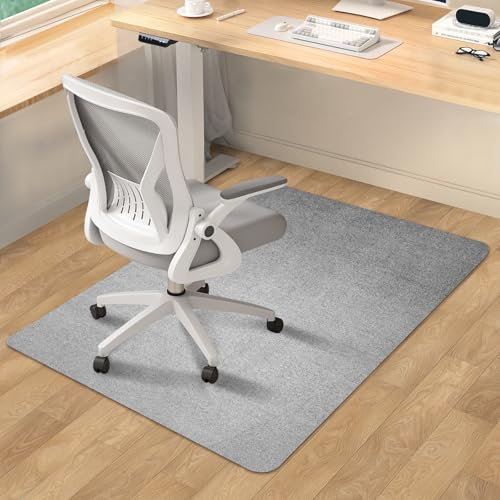 SHAREWIN Office Chair Mat for Hardwood Floor, 120x90 cm Rolling Chair Mat, Desk Computer Gaming Mat, Under Desk Low-Pile Rug, Multi-Purpose Floor Protector for Home Office Light Grey