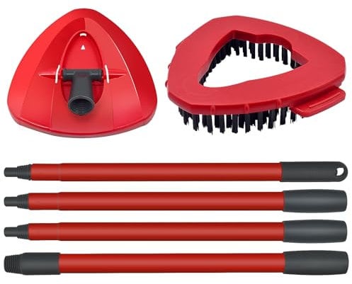 GFRED 3 Pack Mop Set Mop Handle Scrub Brush Head Head Base Compatible With Vileda Turbo Spin Suitable For Bathroom And All Types Of Floor Cleaning