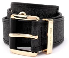 Michael Kors Damen 42mm Logo Belt with Grommets Gürtel, Schwarz/Gold, L