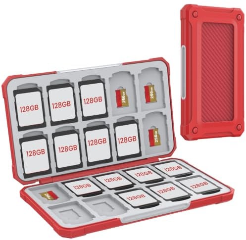 HEIYING Speicherkarten Etui mit 40 Kartenfächer für SD Micro SD Karten | Tragbare Speicherkartenbox aus ABS mit Silikonauskleidung, passgenaue Fächer & Magnetverschluss für Aufbewahrung