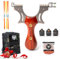 AF-GEAR® Premium Steinschleuder Set - inkl. 100 Tonkugeln, Nivelliergerät, 3 Ersatzgummibänder & 3 Zielscheiben - Steinschleuder Profi - Zwille für Erwachsene (Wooden Beast)
