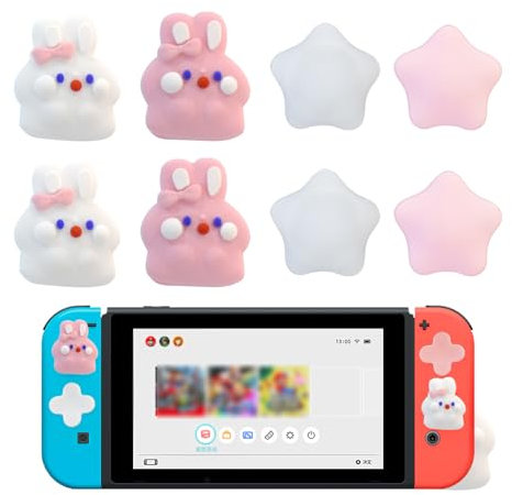 Minging 8 Stück Joystick Caps Kappen,Stick Kappen Aufsätze Daumengriffkappen Silikon Knöpfe Thumb Grips Schützende Daumengriff Abdeckungen Controller Zubehör, Joystick Kappen