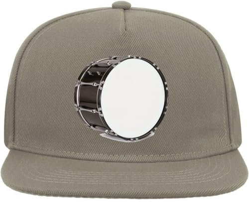 Bass Drum Art Snapback Flat Visor Cotton Blend Cap Gray, grau, Einheitsgröße