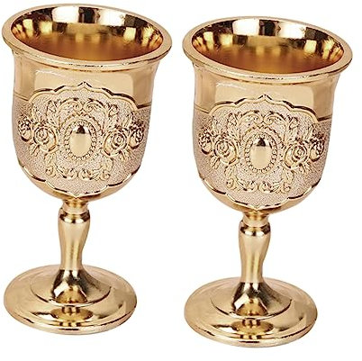 PRETYZOOM 2pezzi Calici Da Vino Retrò in Metallo Dorato Bicchieri Whisky Eleganti Per Bar Feste e Decorazione Vintage