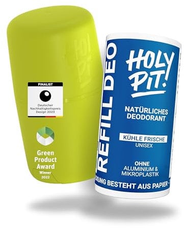 HOLY PIT - Deo-Stick [100% aluminiumfrei] | Nachfüllbares Deo bekannt aus dem TV | Unisex Deo Herren Deo Damen | Vegan | STARTERPACK (KÜHLE FRISCHE)