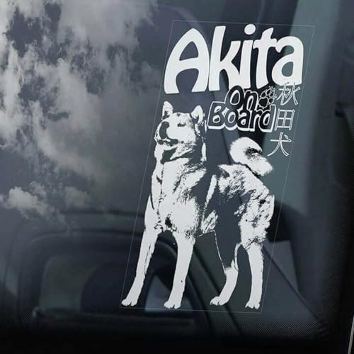 LMMIXEE Japanische Akita on Board-Aufkleber, Autoaufkleber, Fensteraufkleber, Inu Ken, Schild, Aufkleber, Hund, Mutter, Vater, Vinyl, gestanzt, lustiger Hund, Stoßstangen-Aufkleber, japanischer