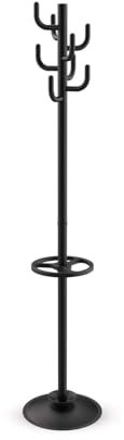 Maul Garderobe MAULpolaris 36,5x36,5x177cm | Garderobenständer mit Regenschirmhalter und 8 Haken | Flurgarderobe für Büro, Empfangsbereich | Stabiler Kleiderständer aus Stahl | Schwarz