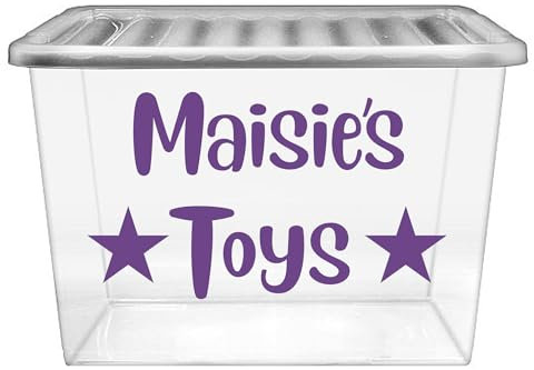 Personalised Name Toys - Vinyl Sticker Decal Transfer Label for Storage, Box, Container, Bedroom Organisation (20cm Wide x 11.5cm high)