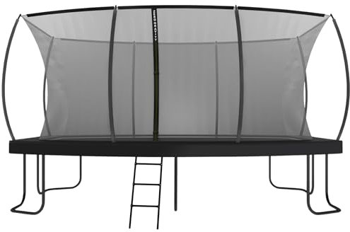 Zero Gravity Trampolin Outdoor oval, TÜV-geprüft, Komplettset inkl. Leiter, Aufbauvideo, Outdoor Trampolin für Kinder & Erwachsene mit innenliegendem Sicherheitsnetz (457x305cm / Black)