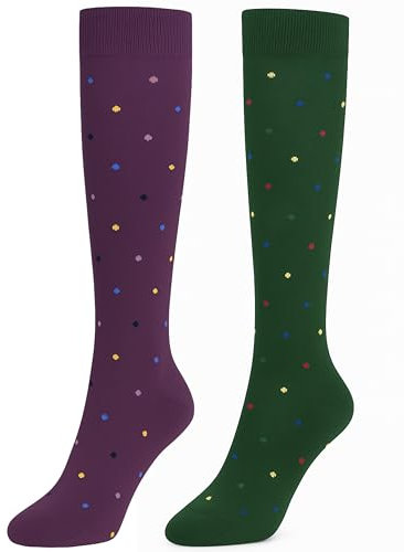 o-day Calze Filo Di Scozia Uomo Lunghe Eleganti e Traspiranti Calzini Filo Di Scozia Uomo Made In Italy (IT, Numero, 42, 44, Regular, Regular, 2pz Cravatta - 1 Viola 1 Verde)