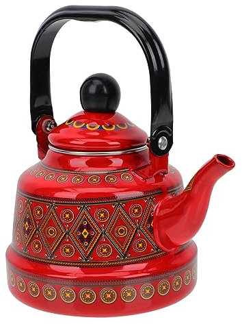 HEALEEP Hervidor de Agua Antiguo Tetera de Cocina de Enamelado Hervidor para Estufa de Gas E Inducción Hogar Uso Seguro y Rápido 1.5