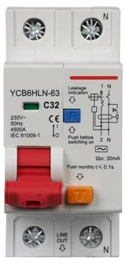 Disjoncteur différentiel 230 V 1P+N avec protection contre les surintensités et les courts-circuits(50A)