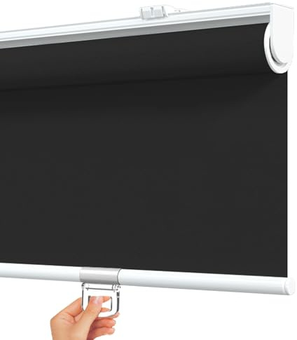 tow000ack Tenda a Rullo Oscuranti 100% Senza Fili,Avvolgibile per Finestre in Tessuto Termica Isolante Nero con Sistema a Molla,per Casa,Ufficio,Personalizzate,Larghezza x Altezza (50cm x 100cm)