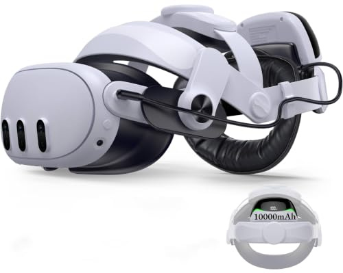 CoguyTech VR Headstrap for Meta Quest 2/3/3S, 10000mAh Magnetic Hot-Swap Power Bank Battery Pack with 4 Way Fine Adjustment, 45° Folding Mechanism, Balance Gravity No Pressure on Face