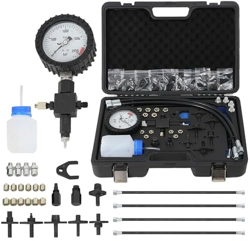 NICCOO Common Rail Diesel High Pressure Tester Kit 2000bar Pressure Testing Gauge Pressure Diagnostic Tool with Injector Pipe Blanks