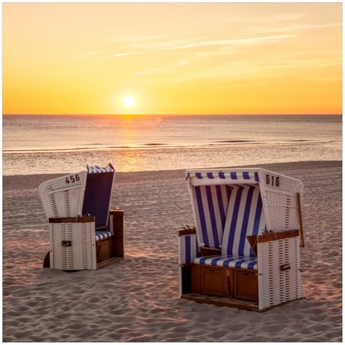 Wallario Glasplatte, Schutzplatte 55 x 55 cm - geeignet für IKEA Lack Tisch, für Beistelltisch/Couchtisch, Strandkörbe im Sonnenuntergang