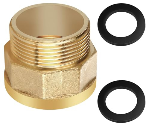 3/4-1 Inch Universal Hose Adapter, Brass Garden Hose Fitting, Rust-Proof Corrosion-Resistant & High-Temperature Resistant,Male to Female Hose Adapter with Leak-Proof Sealing Ring