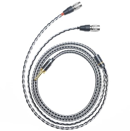 GUCraftsman Kompatibel mit Dan Clark Audio AEON 2, STEALTH, EXPANSE, E3, NOIRE XO, ETHER 2 – 16-adriges Kopfhörer-Upgrade-Kabel in 7N Einkristall-Silber/Kupfer-Mischverflechtung (4-Pin-XLR Stecker)