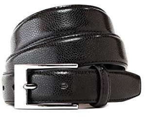 Vincenzo Boretti Herren-Gürtel mit silberfarbener Dornschließe, Schlangenleder-Prägung, schmal 30 mm Breite schwarz 90 cm