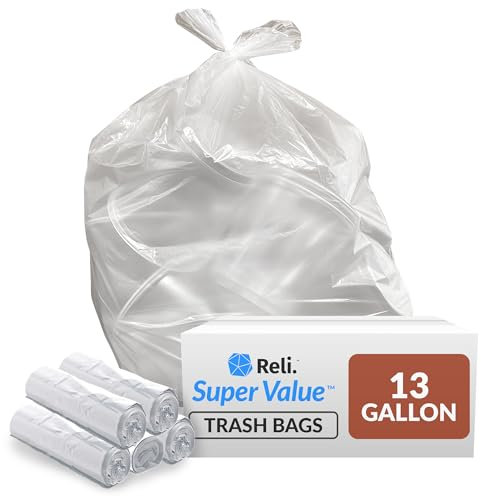 Reli. Sacs poubelle de 13 gallons | 250 sacs | transparents | grande cuisine | solides | poubelle