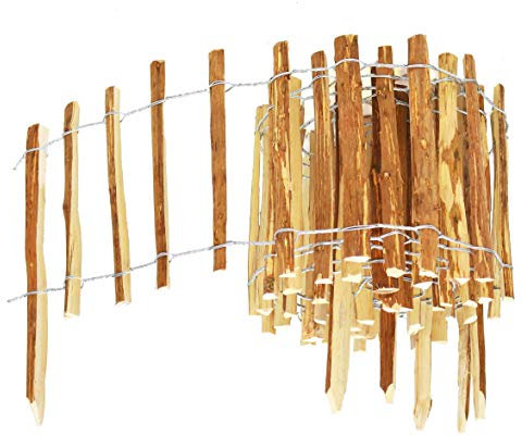 BOGATECO Haselnuss Roll-Steckzaun aus Holz | Gartenzaun 60cm Hoch & 500cm Lang | Holz-Zaun | Lattenabstand 7-8cm | Staketenzaun Perfekt als Beet-Umrandung oder Weg-Abgrenzung Zaun Garten Hundezaun