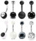Incaton Schwarz Bauchnabelpiercing Chirurgenstahl 10mm Bananabell Piercing Bauchnabel Ringe Piercing mit Kristall 8 Stück