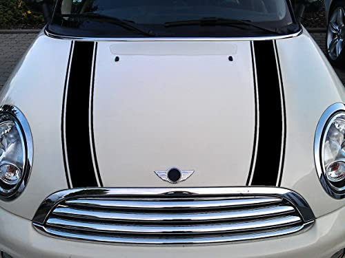 Streifen Stripes Aufkleber Motorhaube für R55 R56 R57 R58 R59 Mini Cooper One Works Jack (Schwarz, Design 2)