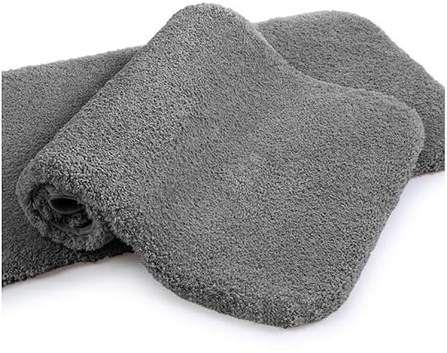 VANZAVANZU Badematte rutschfest 2er Pack Badteppich Verdickt Badezimmerteppich Weich Badeteppich Flauschige Mikrofaser Badvorleger, Supersaugfähig, Maschinenwaschbar - 40 x 60cm (Dunkelgrau)