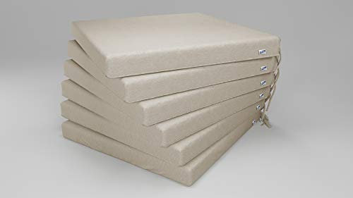 Rollmayer 6er Set Stuhlkissen wasserdicht und regenfest Stuhlauflage Sitzkissen Sitzpolster Auflage für Stühle in Haus und Garten Kollektion Velvet (Beige 104, 40x40x4cm)