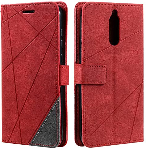 Vankii Kompatibel mit Huawei Mate 10 Lite/Nova 2i Hülle, Flip Wallet Handyhülle PU Leder Brieftasche Tasche Case Schutzhülle [Kartenschlitzen] [Magnetverschluss] [Standfunktion] (Rot)