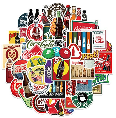 Modische Cola-Aufkleber, 50 Stück, Vinyl, wasserdichte Aufkleber für Laptop, Scrapbooking, Handyhüllen, Aufkleber für Hydroflasche, Wasserflasche, Laptop, Skateboard, Gepäckaufkleber (Cola-50 Stück)