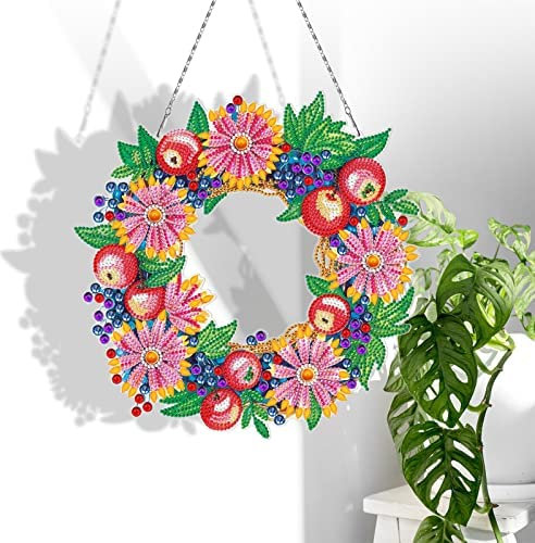 TROYSINC 5D DIY Diamond Painting Kranz, DIY Diamant Painting Set, Beide Seiten Strass Kristall Malerei Kit Türkranz Türschmuck Wanddekor für Home (Stil A)