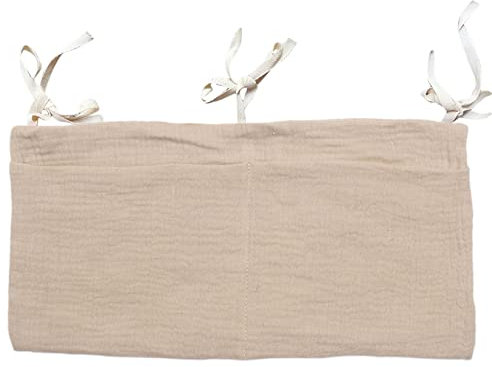 SJHFG Caddy Hanging Storage Bag Baby Cot Pocket Organiser Nursery Solid Bedside Toys Multipurpose Room Organiser Holder Cabin Beds Cloth Bottle for Nursery Tissue Bedroom,Khaki