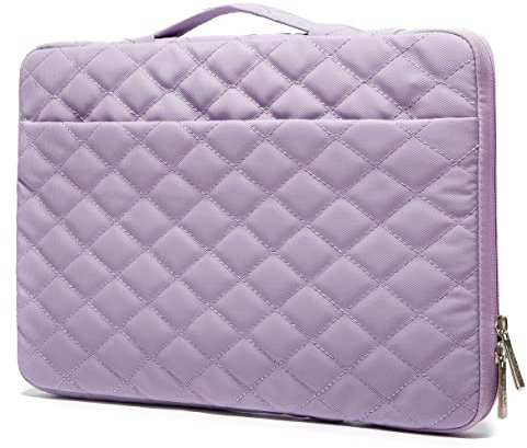 Kinmac Housse de protection robuste à 360° avec poignée pour MacBook Air 13, iPad Pro 13 et 13,3 HP, Dell, Lenovo, ASUS, Acer, ordinateur portable (broderie violet)