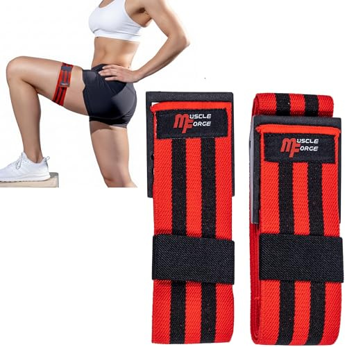 MuscleForge BFR Bänder – Okklusionsbänder für Blood Flow Restriction Training – Verstellbare Trainingsbänder für Arme & Beine – Ideal für Kraftsport, Bodybuilding, Fitness & Rehabilitation, 2er-Set