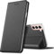 Verco Handyhülle für Samsung Galaxy S22, Premium Handy Flip Cover für Samsung S22 5G Hülle [integr. Magnet] Book Case PU Leder Tasche, Schwarz