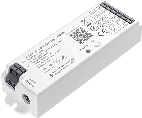 BTF-LIGHTING LM052 5in1 2.4Ghz RF Zigbee3.0 LED Controller für FCOB 2835 CCT 5050RGB/RGBW RGBCCT LED Streifen Sprachsteuerung Dimmen Kompatibel mit Bridge Tuya Dual-Mode Gateway(Nicht inhalt Gateway)