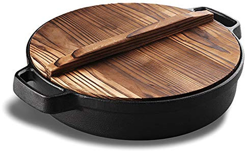 Paellera O Sartén,Sartén Antiadherente De Hierro Fundido,Cacerola De Fondo Plano Sin Revestimiento,Utensilios De Cocina Multifunción Adecuados En La Mayoría De Las Superficies De Cocina,34 Cm (28 Cm