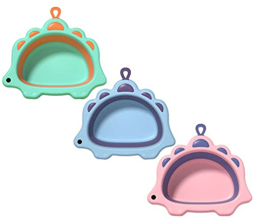 Zerodeko 3pcs Portable Cartoon Washbasin Boy Girl's Face Washing Basin for Newborn Home Bathroom Use