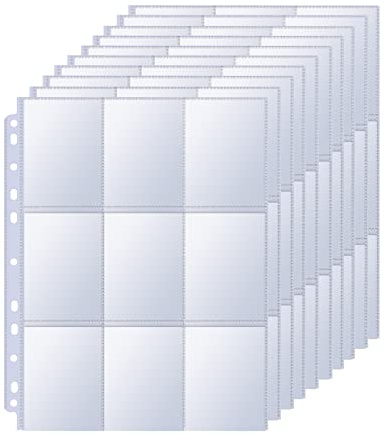 Sammelkarten Hüllen Transparent Leere Sammelmappe 11 Löcher Sammelkarten Einsteckhüllen Sammelkarten Zubehör für Sportkarten, Spielkarten, Visitenkarten, Coupon 270 Pockets/30 Seiten