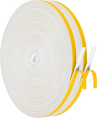 Türdichtung Dichtungsband Selbstklebend 6mm(B) x1.5mm(D)/20m(L) für Türen Fenster, Schaumstoffband, Gummidichtung für Kollision Siegel Schalldämmung (Weiß)